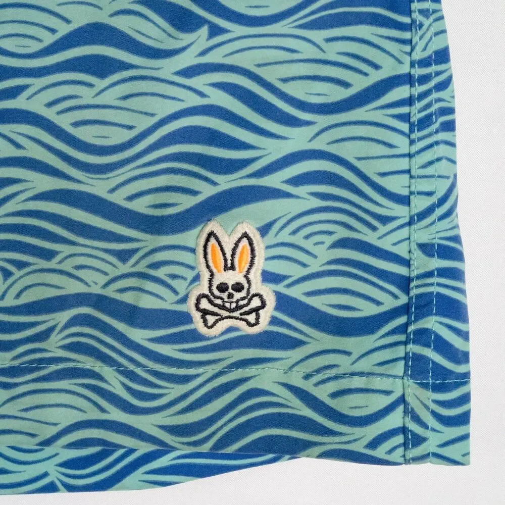 Psycho Bunny Short Size 14-16 Blue Hale Swim Trunk Lined Drawstring Waist